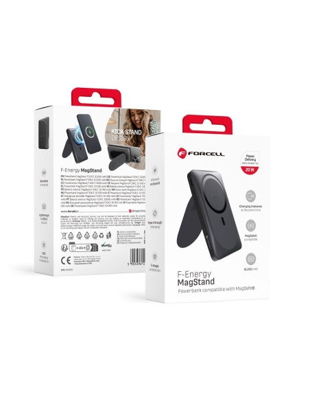 FORCELL F-ENERGY F10K2 MagStand powerbank compatible avec MagSafe PD QC3.0 5A 20W 10 000 mAh noir
