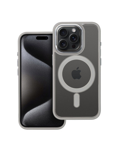 COLOR EDGE MAG COVER Coque compatible avec MagSafe pour IPHONE 15 Pro gris titane