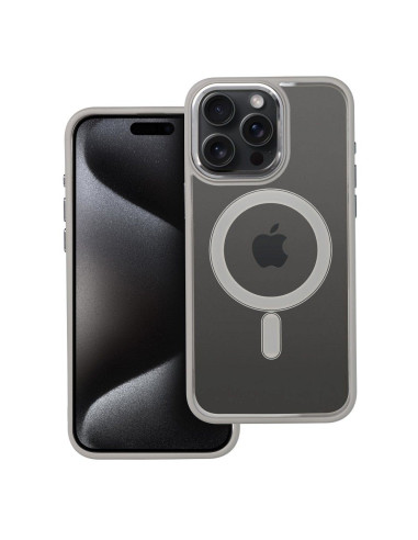 COLOR EDGE MAG COVER Coque compatible avec MagSafe pour IPHONE 15 Pro Max gris titane