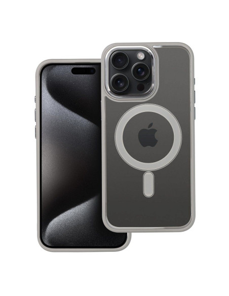 COLOR EDGE MAG COVER Coque compatible avec MagSafe pour IPHONE 15 Pro Max gris titane