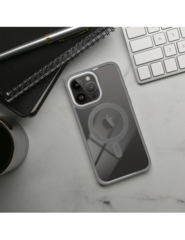 COLOR EDGE MAG COVER Coque compatible avec MagSafe pour IPHONE 15 Plus gris titane