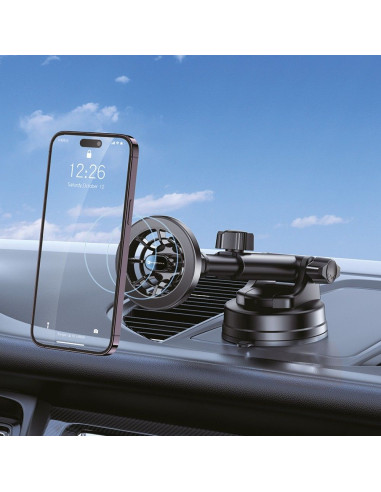 FORCELL Support voiture F-Grip PrecisionX pour pare-brise/planche/grille compatible avec MagSafe noir