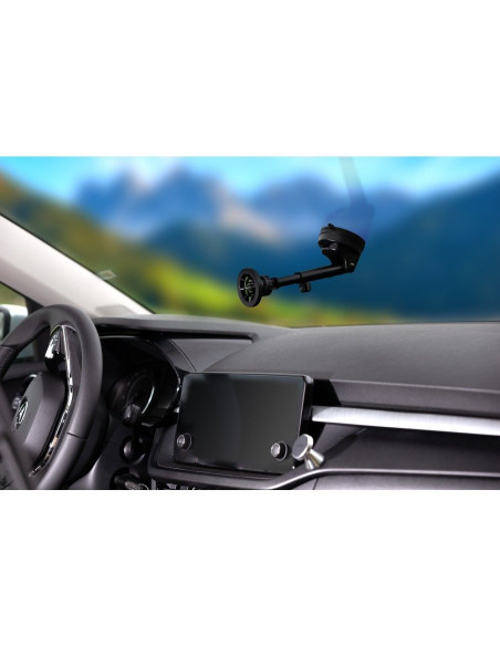 FORCELL Support voiture F-Grip PrecisionX pour pare-brise/planche/grille compatible avec MagSafe noir