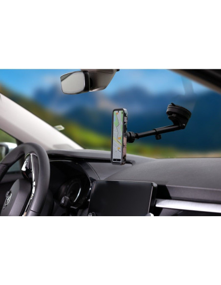 FORCELL Support voiture F-Grip PrecisionX pour pare-brise/planche/grille compatible avec MagSafe noir