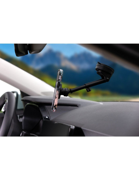 FORCELL Support voiture F-Grip PrecisionX pour pare-brise/planche/grille compatible avec MagSafe noir