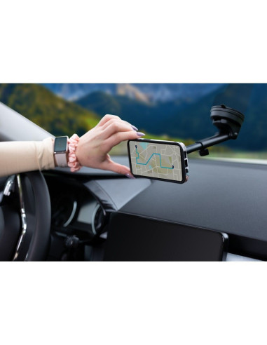 FORCELL Support voiture F-Grip PrecisionX pour pare-brise/planche/grille compatible avec MagSafe noir