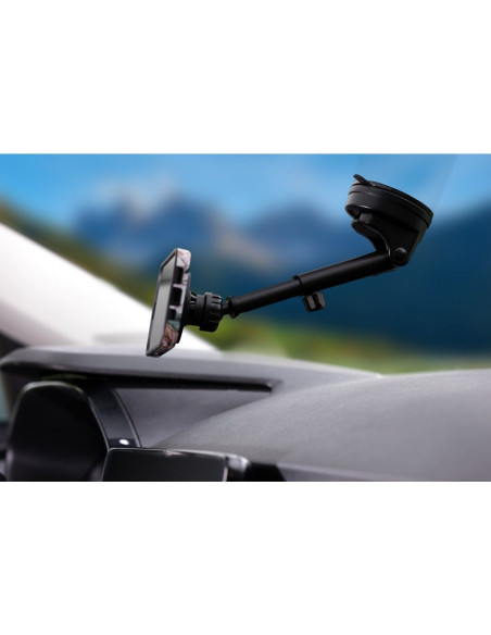 FORCELL Support voiture F-Grip PrecisionX pour pare-brise/planche/grille compatible avec MagSafe noir