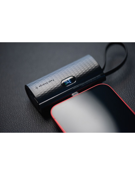 FORCELL F-ENERGY Power Plug F5K3 powerbank 5,000mAh avec connecteur intégré pour Lightning 8-PIN PD 20W noir