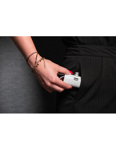 FORCELL F-ENERGY Power Plug F5K3 powerbank 5,000mAh avec connecteur intégré pour Lightning 8-PIN PD 20W blanc