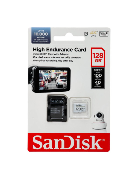 SANDISK carte mémoire microSD 128GB 100MB/s class 10 avec adaptateur