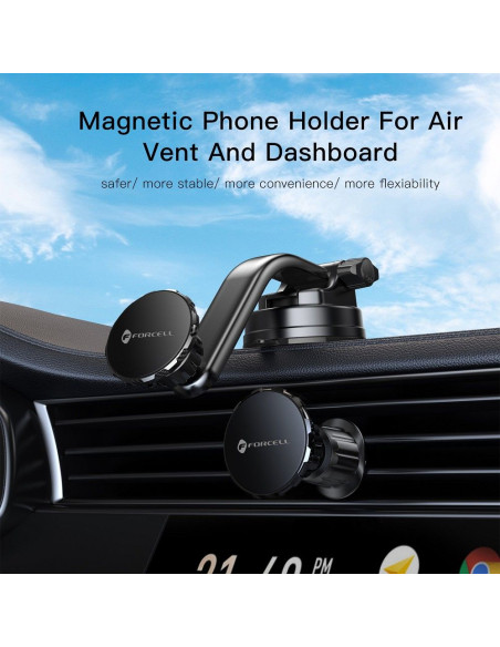 FORCELL F-Grip MagLuxe Support voiture magnétique pour pare-brise/planche/grille noir