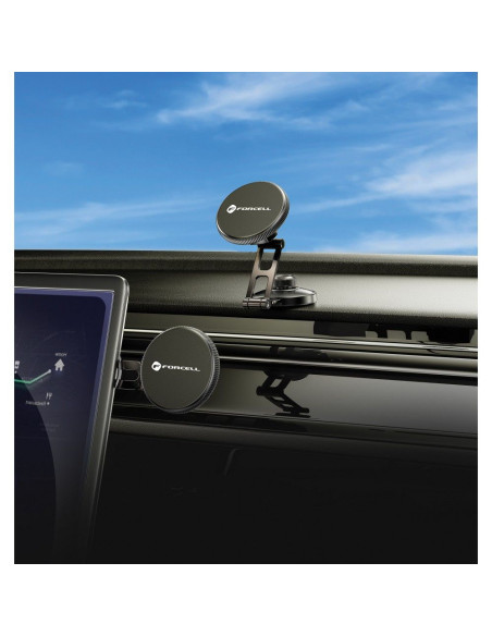 FORCELL F-Grip IronSecure support voiture pour fenêtre/planche compatible avec MagSafe noir