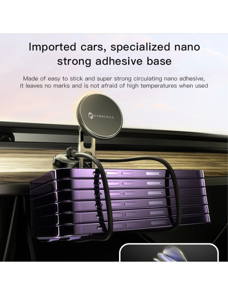 FORCELL F-Grip IronSecure support voiture pour fenêtre/planche compatible avec MagSafe noir
