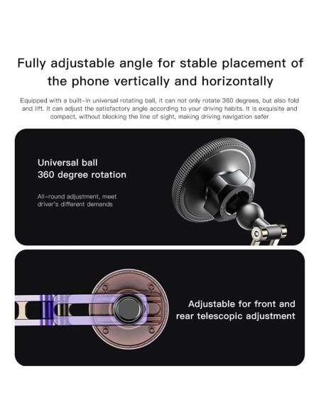 FORCELL F-Grip IronSecure support voiture pour fenêtre/planche compatible avec MagSafe noir