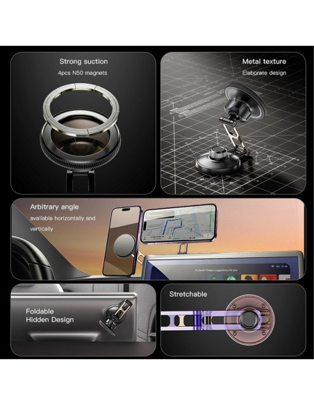 FORCELL F-Grip IronSecure support voiture pour fenêtre/planche compatible avec MagSafe noir