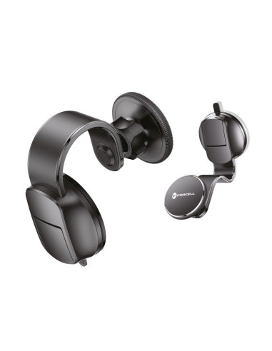 FORCELL Support voiture F-Grip MagFlex pour pare-brise/planche/grille compatible avec MagSafe noir