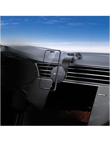 FORCELL Support voiture F-Grip MagFlex pour pare-brise/planche/grille compatible avec MagSafe noir