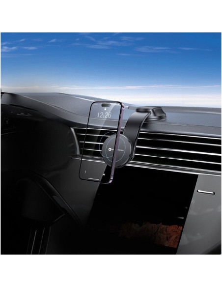 FORCELL Support voiture F-Grip MagFlex pour pare-brise/planche/grille compatible avec MagSafe noir