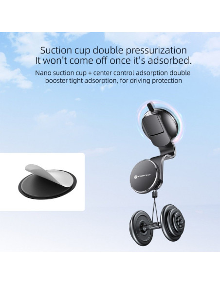 FORCELL Support voiture F-Grip MagFlex pour pare-brise/planche/grille compatible avec MagSafe noir