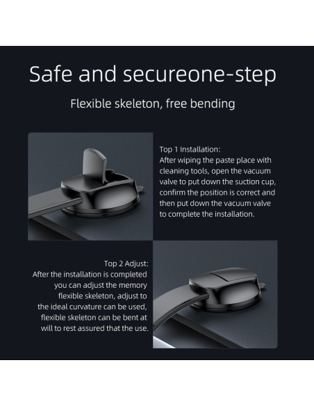 FORCELL Support voiture F-Grip MagFlex pour pare-brise/planche/grille compatible avec MagSafe noir