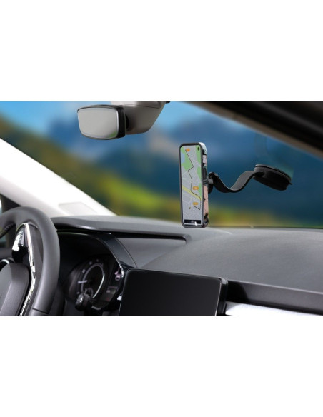 FORCELL Support voiture F-Grip MagFlex pour pare-brise/planche/grille compatible avec MagSafe noir
