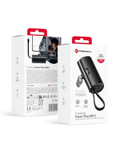 FORCELL F-ENERGY Power Plug F5K3 powerbank 5 000mAh avec connecteur Type C PD 20W intégré noir