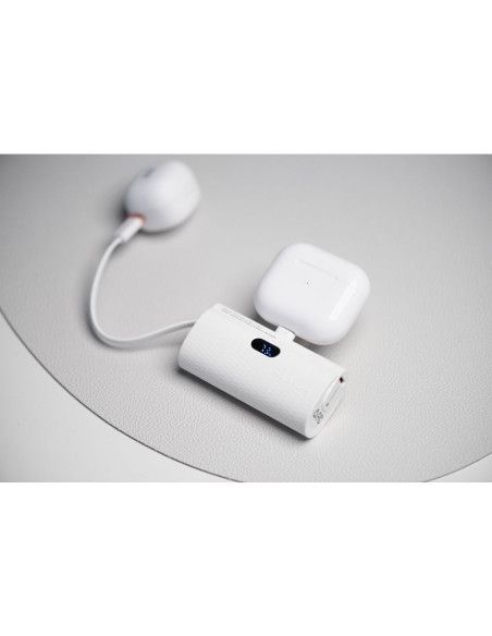 FORCELL F-ENERGY Power Plug F5K3 powerbank 5 000mAh avec connecteur Type C PD 20W intégré blanc