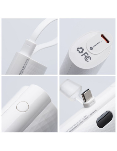 FORCELL F-ENERGY Power Plug F5K3 powerbank 5 000mAh avec connecteur Type C PD 20W intégré blanc