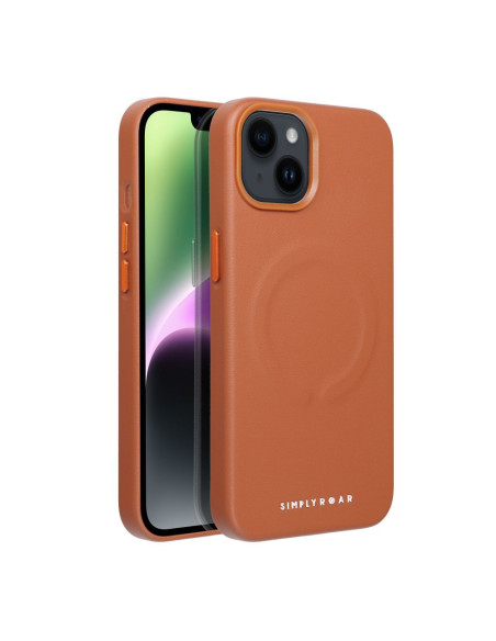 ETUI Roar Leather Mag Case - pour iPhone 14 Brun