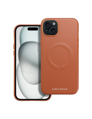 ETUI Roar Leather Mag Case - pour iPhone 15 Plus Brun