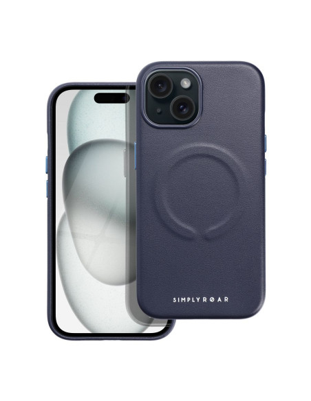 Etui Roar Leather Mag Case - pour iPhone 15 navy