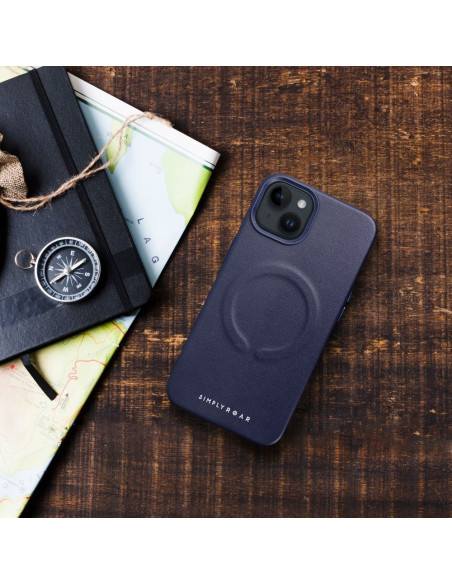 Etui Roar Leather Mag Case - pour iPhone 15 navy