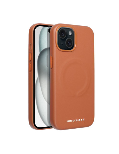ETUI Roar Leather Mag Case - pour iPhone 15 Brun