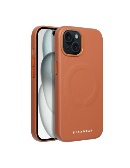 ETUI Roar Leather Mag Case - pour iPhone 15 Brun