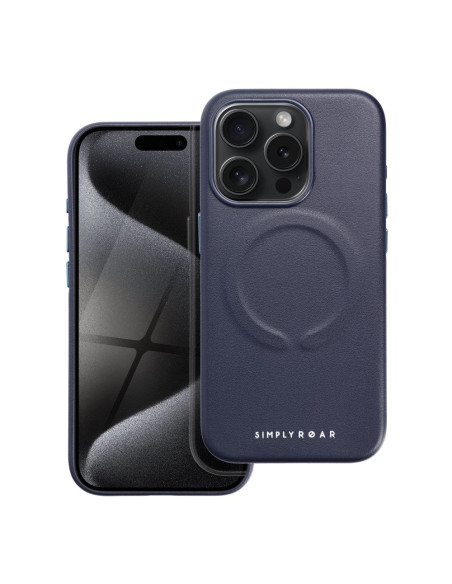 Etui Roar Leather Mag Case - pour iPhone 15 Pro navy