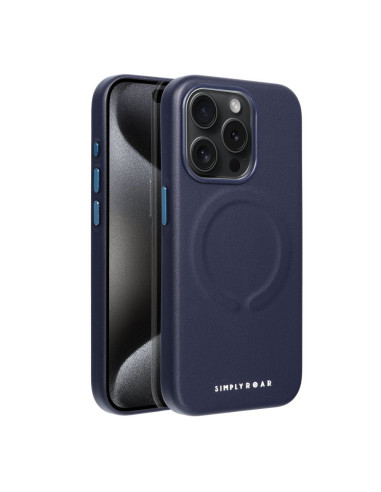 Etui Roar Leather Mag Case - pour iPhone 15 Pro navy