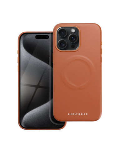 ETUI Roar Leather Mag Case - pour iPhone 15 Pro Max Brun