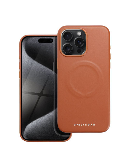 ETUI Roar Leather Mag Case - pour iPhone 15 Pro Max Brun