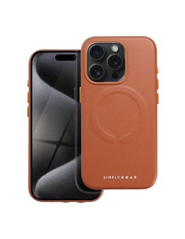 ETUI Roar Leather Mag Case - pour iPhone 15 Pro Brun