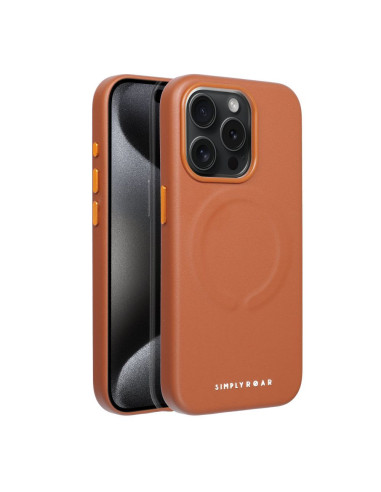 ETUI Roar Leather Mag Case - pour iPhone 15 Pro Brun