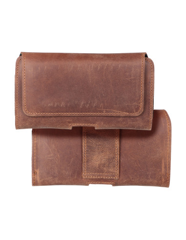 ROYAL Crazy Horse universal horizontal leather belt holster size XL IPHONE 13 PRO MAX / 14 PRO MAX / SAMSUNG S21 PLUS / S20 FE /