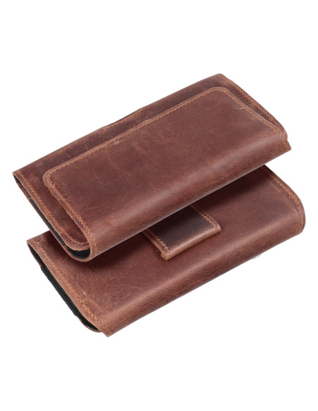 ROYAL Crazy Horse universal horizontal leather belt holster size XL IPHONE 13 PRO MAX / 14 PRO MAX / SAMSUNG S21 PLUS / S20 FE /