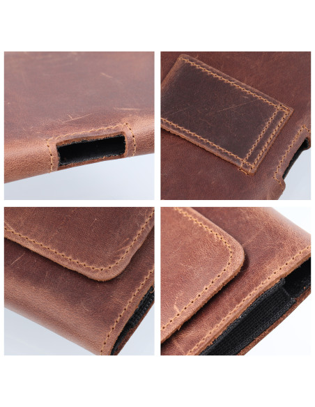 Etui de ceinture horizontal en cuir - ROYAL Crazy Horse / marron - Taille 2XL - pour SAMSUNG A21s / S20 ULTRA / S21 ULTRA / A70 