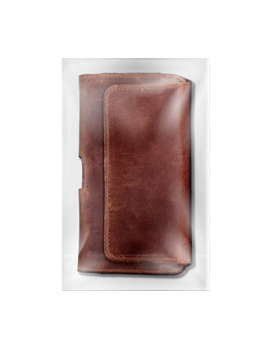 Etui universel en cuir pour ceinture horizontale - ROYAL Crazy Horse / marron - Taille M - pour IPHONE 12 MINI / 13 MINI / SAMSU