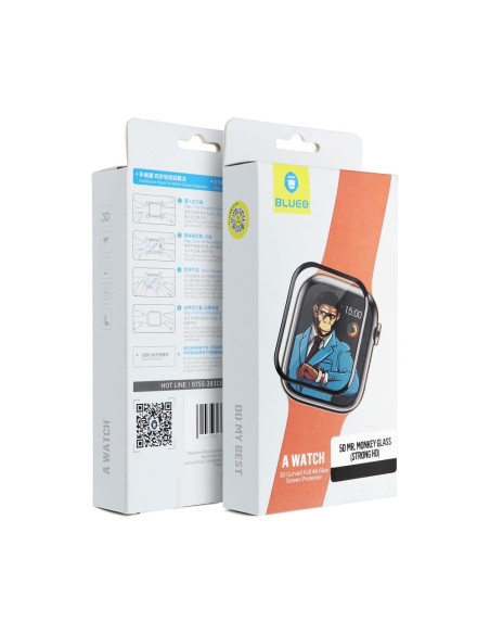 Verre trempé 5D de Mr. Monkey Verre trempé - pour Apple Watch SE / SE 2 40MM noir (Strong HD)