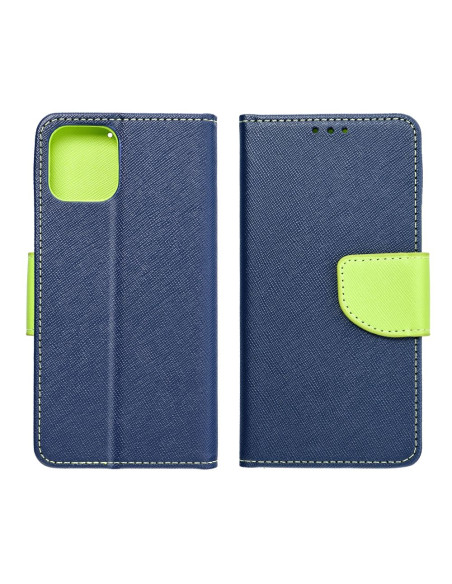 Etui pour SAMSUNG A55 bleu marine / vert lime
