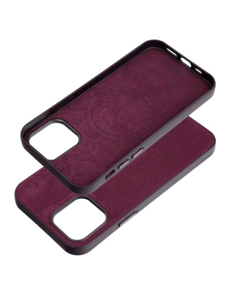 Housse Mag tissée compatible avec MagSafe pour IPHONE 12 / 12 PRO bordeaux