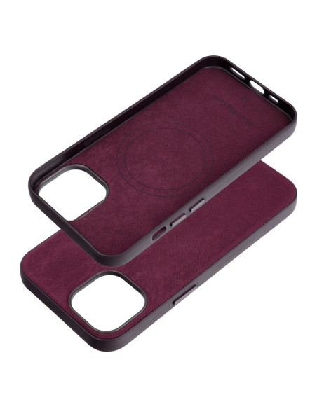 Housse Mag tissée compatible avec MagSafe pour IPHONE 14 bordeaux