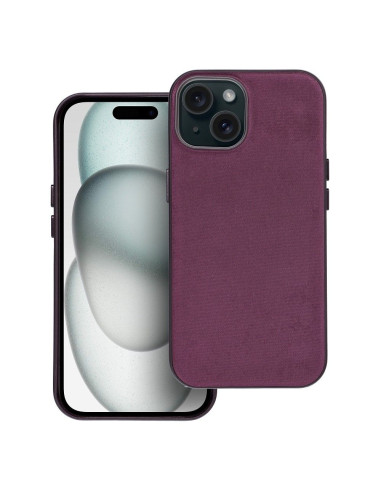 Housse Mag tissée compatible avec MagSafe pour IPHONE 15 bordeaux