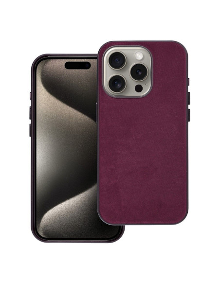 Housse Mag tissée compatible avec MagSafe pour IPHONE 15 PRO bordeaux